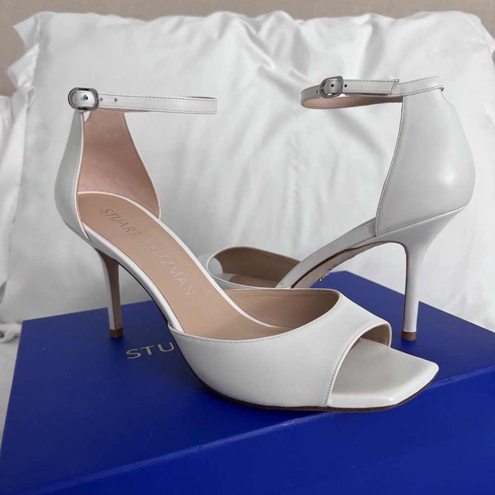 Stuart Weitzman White Heels 11.5 - Picture 2 of 6
